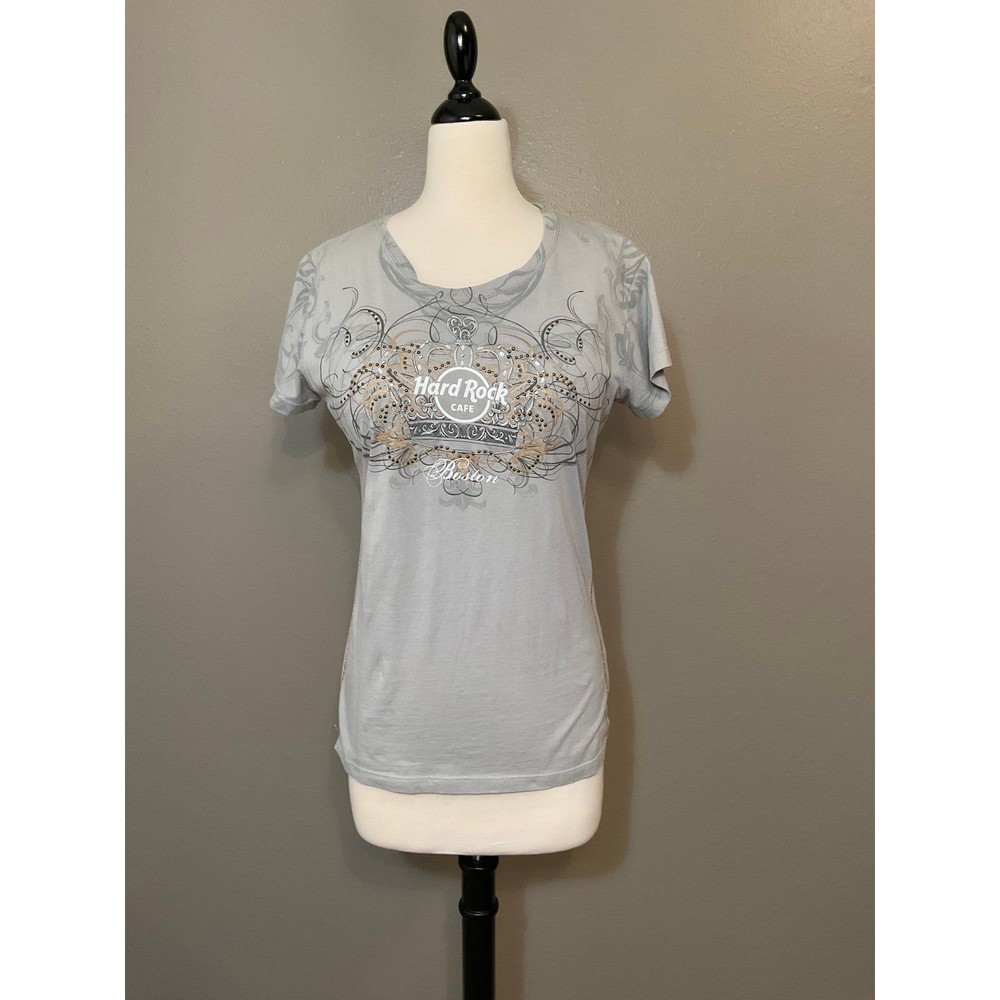 Women's Medium Grey Hard Rock Cafe T-Shirt Boston